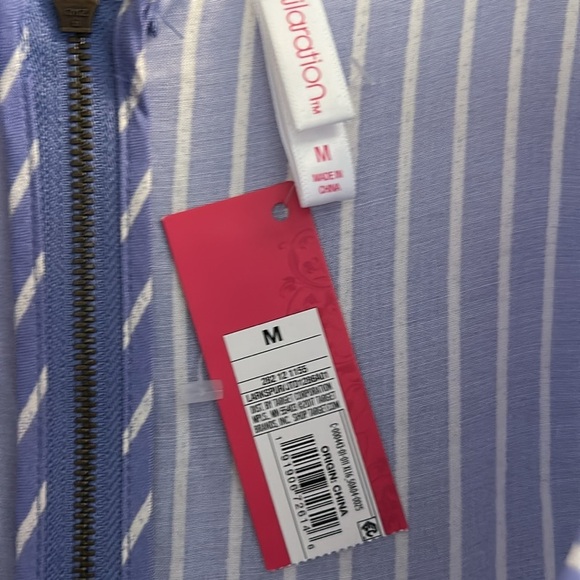 Xhilaration Blue & White Striped Summer Minimalist Faux Wrap Dress Size M New! - Picture 6 of 7